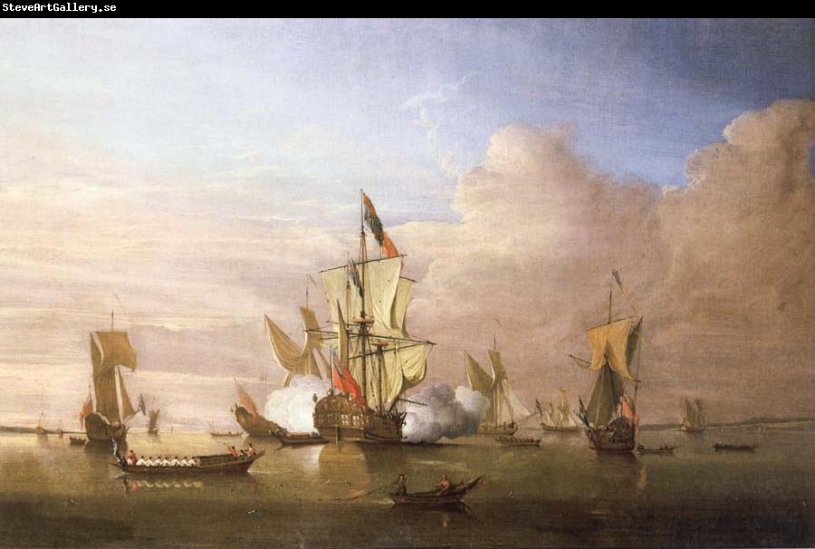 Monamy, Peter The Royal yacht Peregrine arriving in the Thames estuary with King George i aboard in September 1714